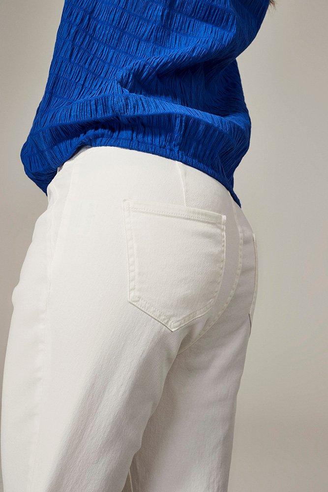 Pantalons - Mom jeans taille haute en denim stretch blanc