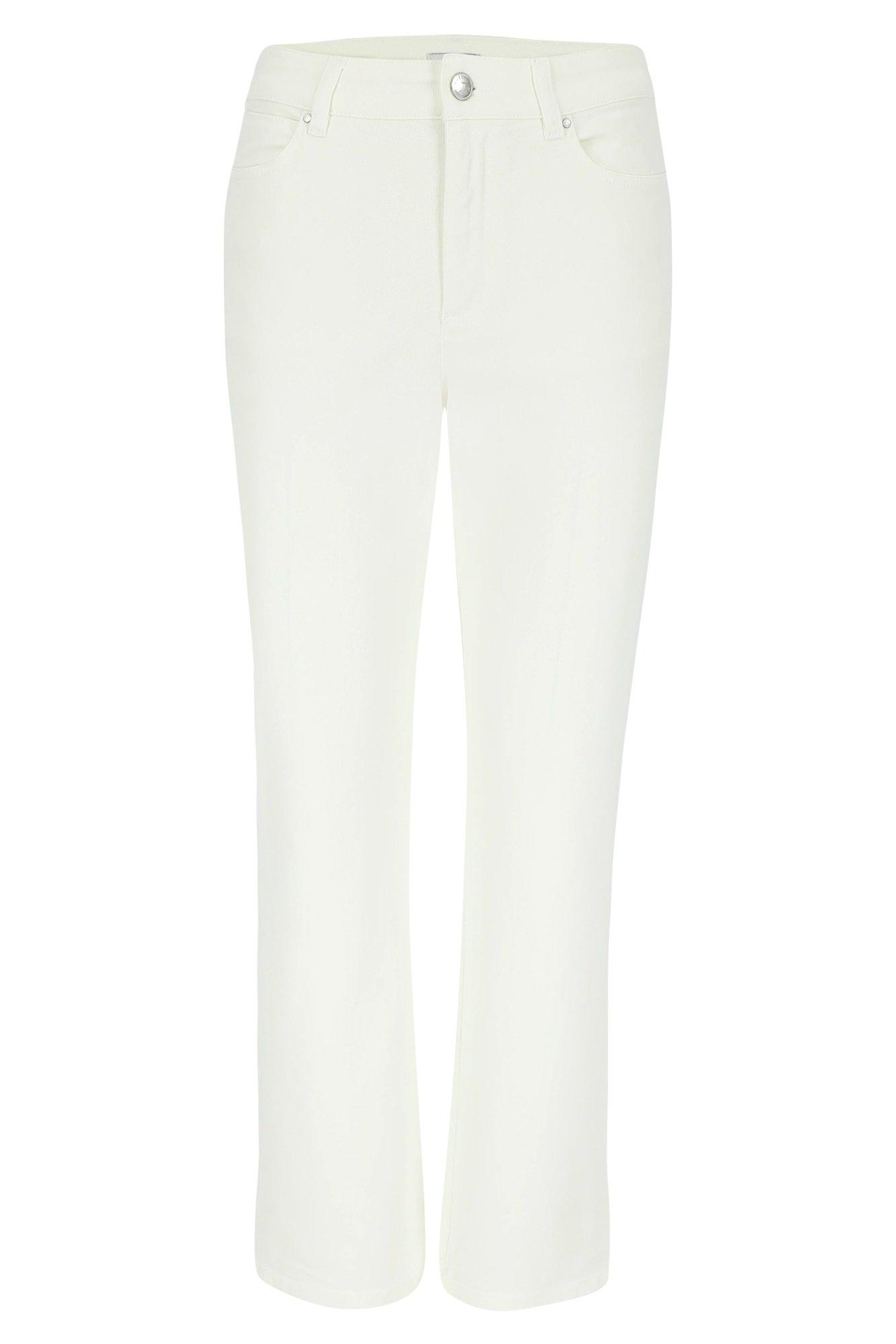 Pantalons - Mom jeans taille haute en denim stretch blanc