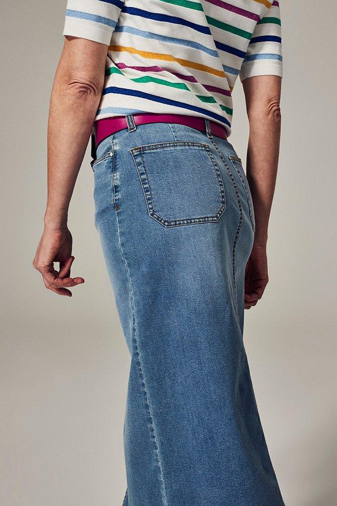 Jupes - Jupe crayon fendue en denim ringspun stretch