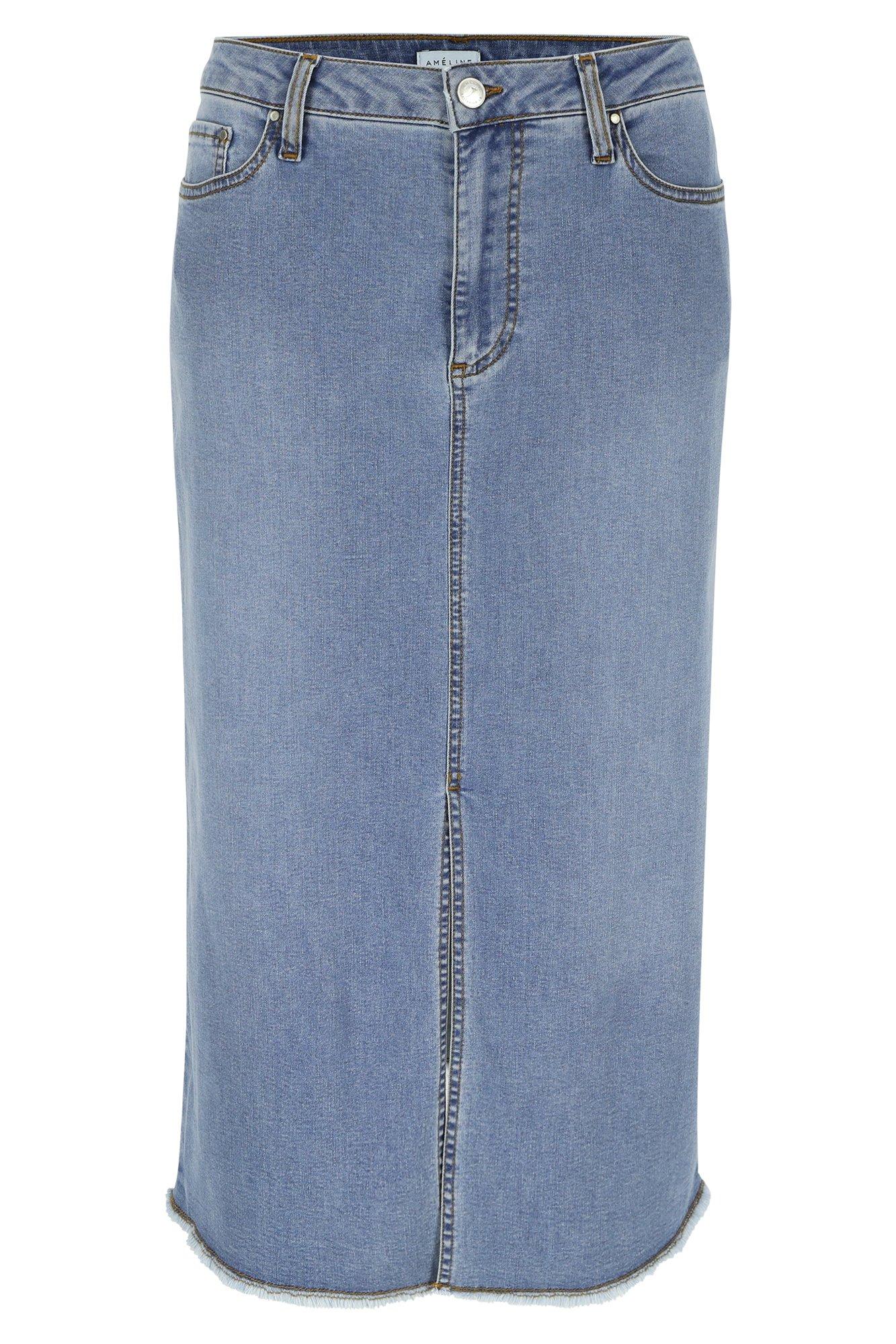 Jupes - Jupe crayon fendue en denim ringspun stretch
