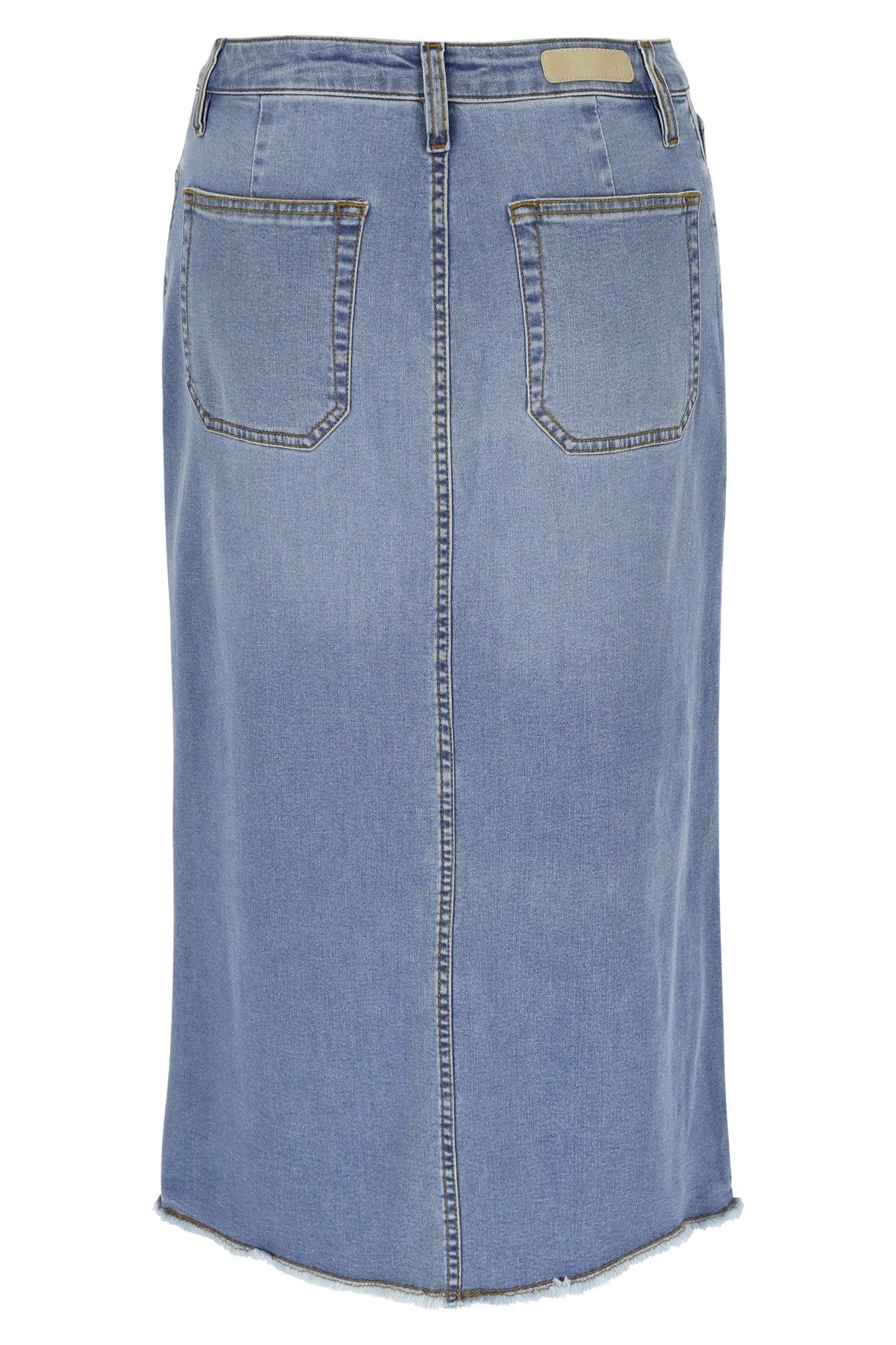 Jupes - Jupe crayon fendue en denim ringspun stretch