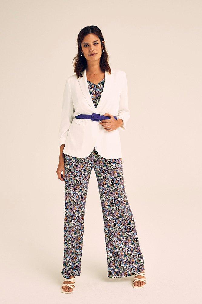 Wijde jerseybroek met poppy bloemen - null - ame