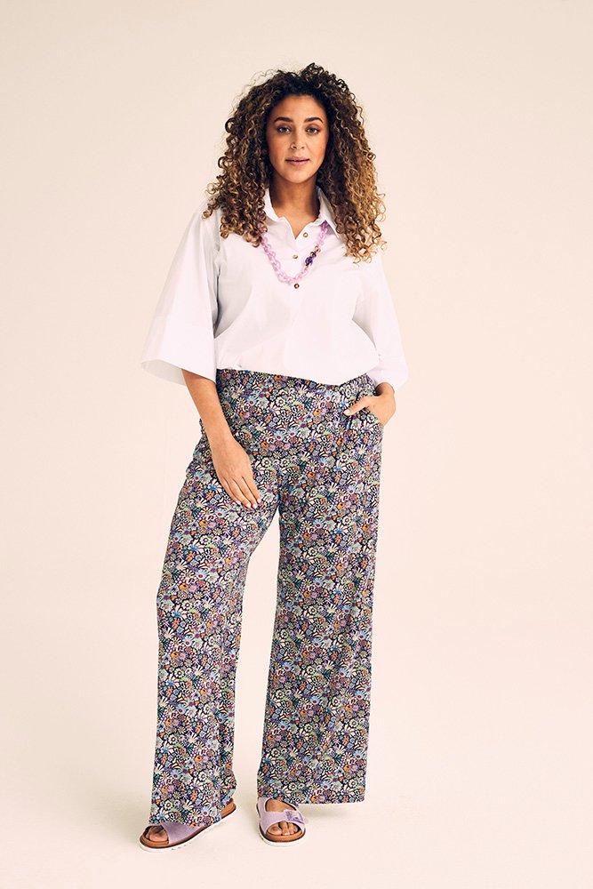 Broeken - Wijde jerseybroek met poppy bloemen