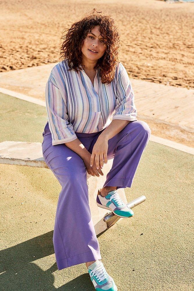 Wijde soepele broek in lyocell twill - null - may