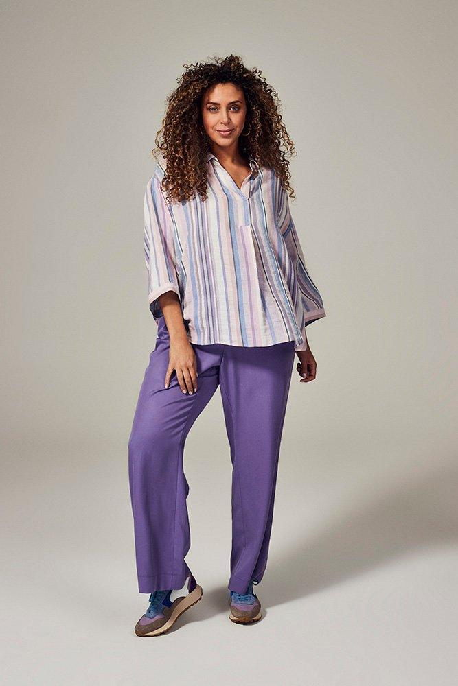 Broeken - Wijde soepele broek in lyocell twill