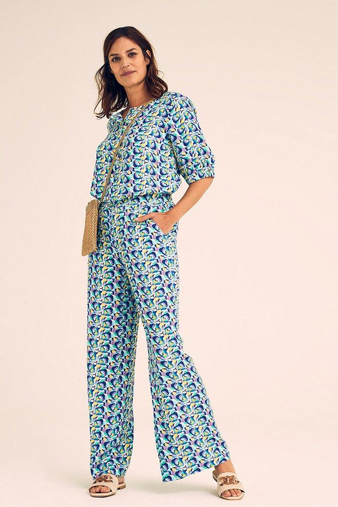 Pantalon imprimé large en crêpe - null - ame