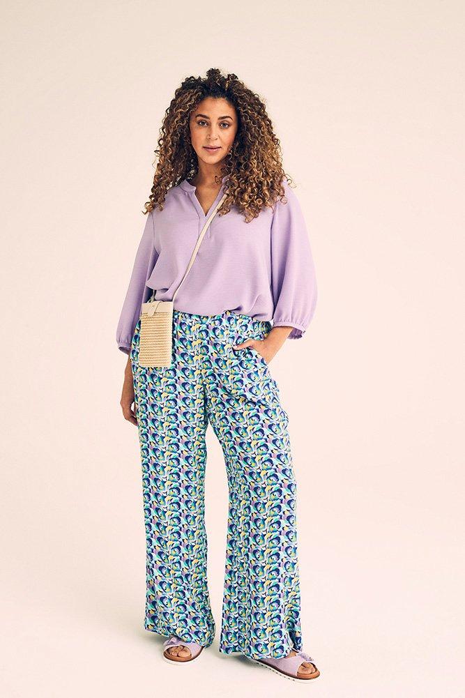 Pantalons - Pantalon imprimé large en crêpe