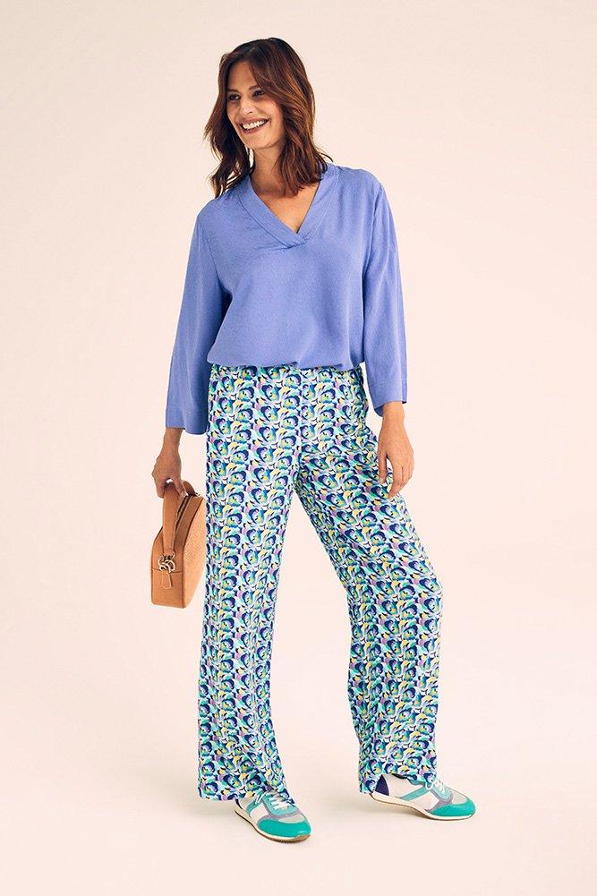 Pantalons - Pantalon imprimé large en crêpe