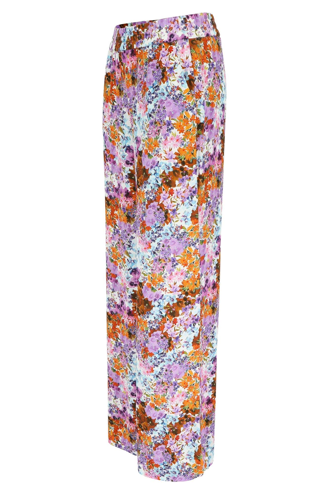 Pantalons - Pantalon à fleurs multicolores en crêpe