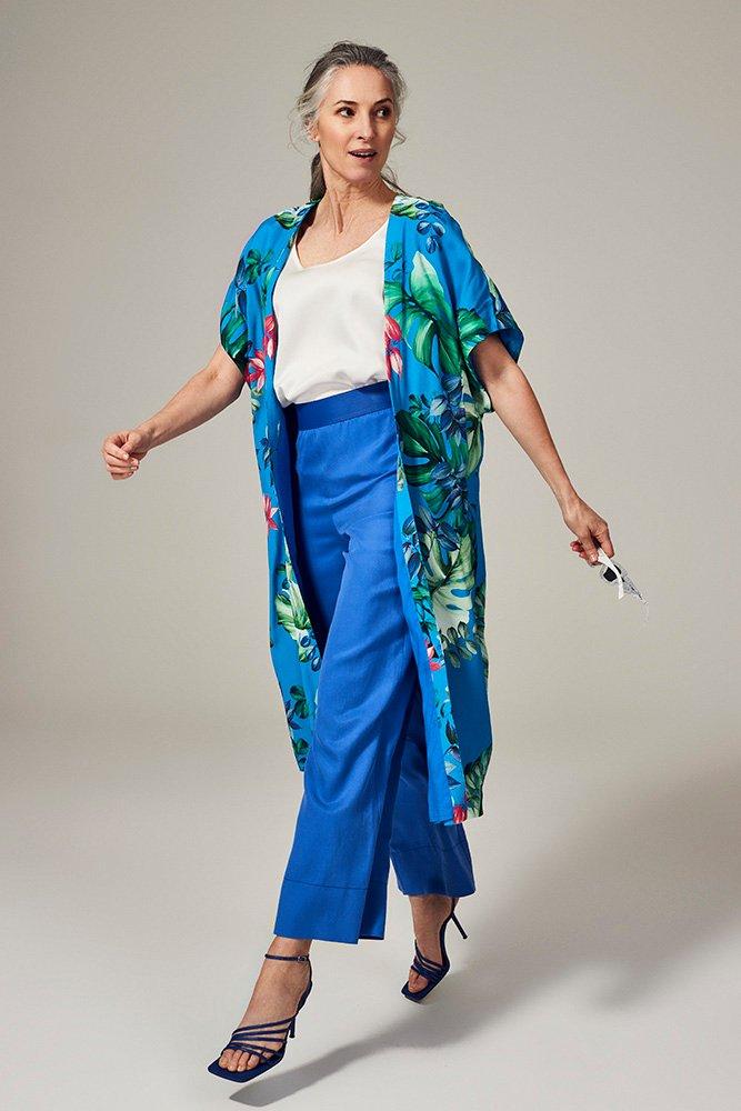 Hemden - Gebloemde kimono in crêpe