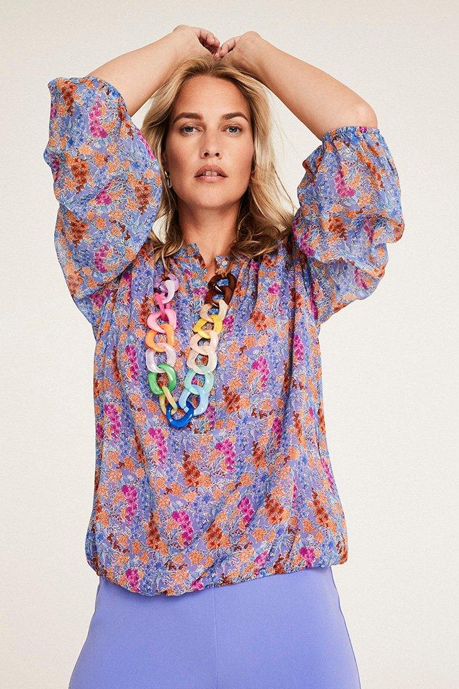 Blouse en voile à imprimé floral sur élastique - null - may