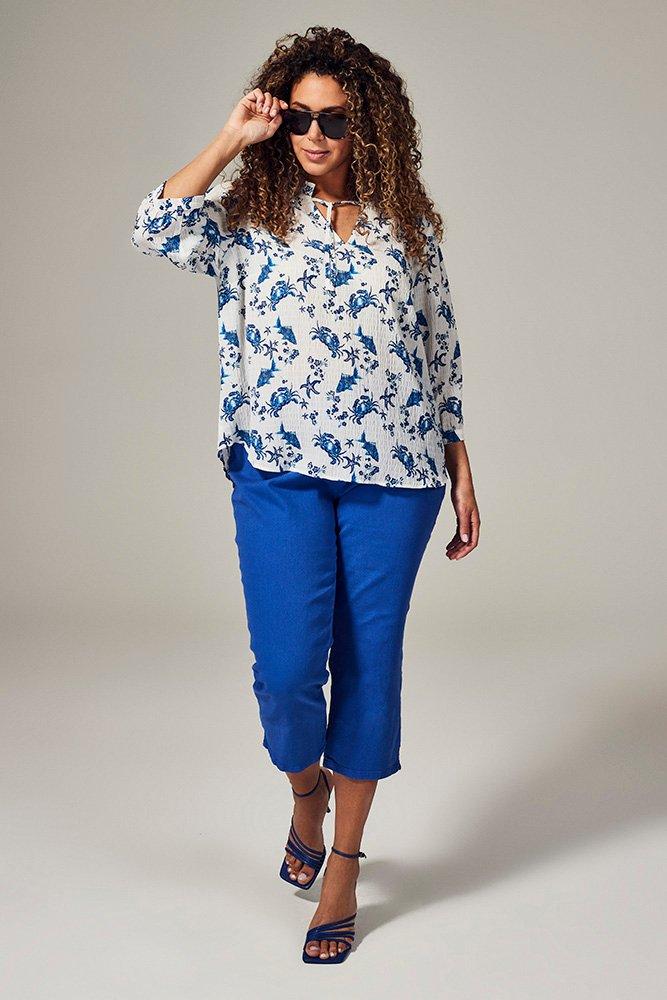 Chemises - Blouse en seersucker à imprimé marine
