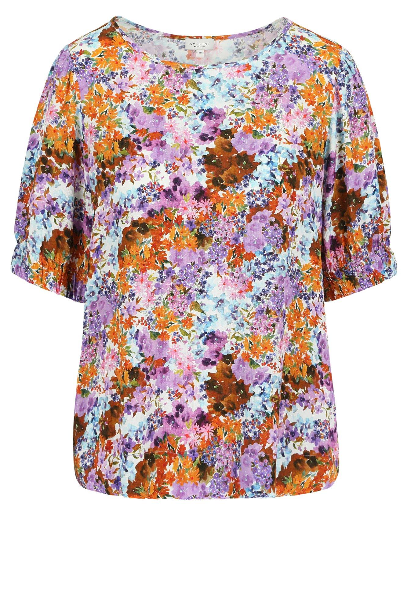 Hemden - Losse blouse in crêpe met pofmouw op elastiek