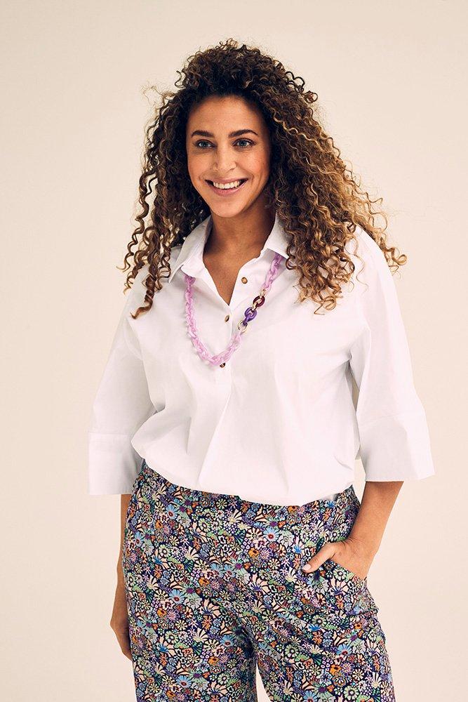 Hemden - Lange loose fit hemdblouse met stretch