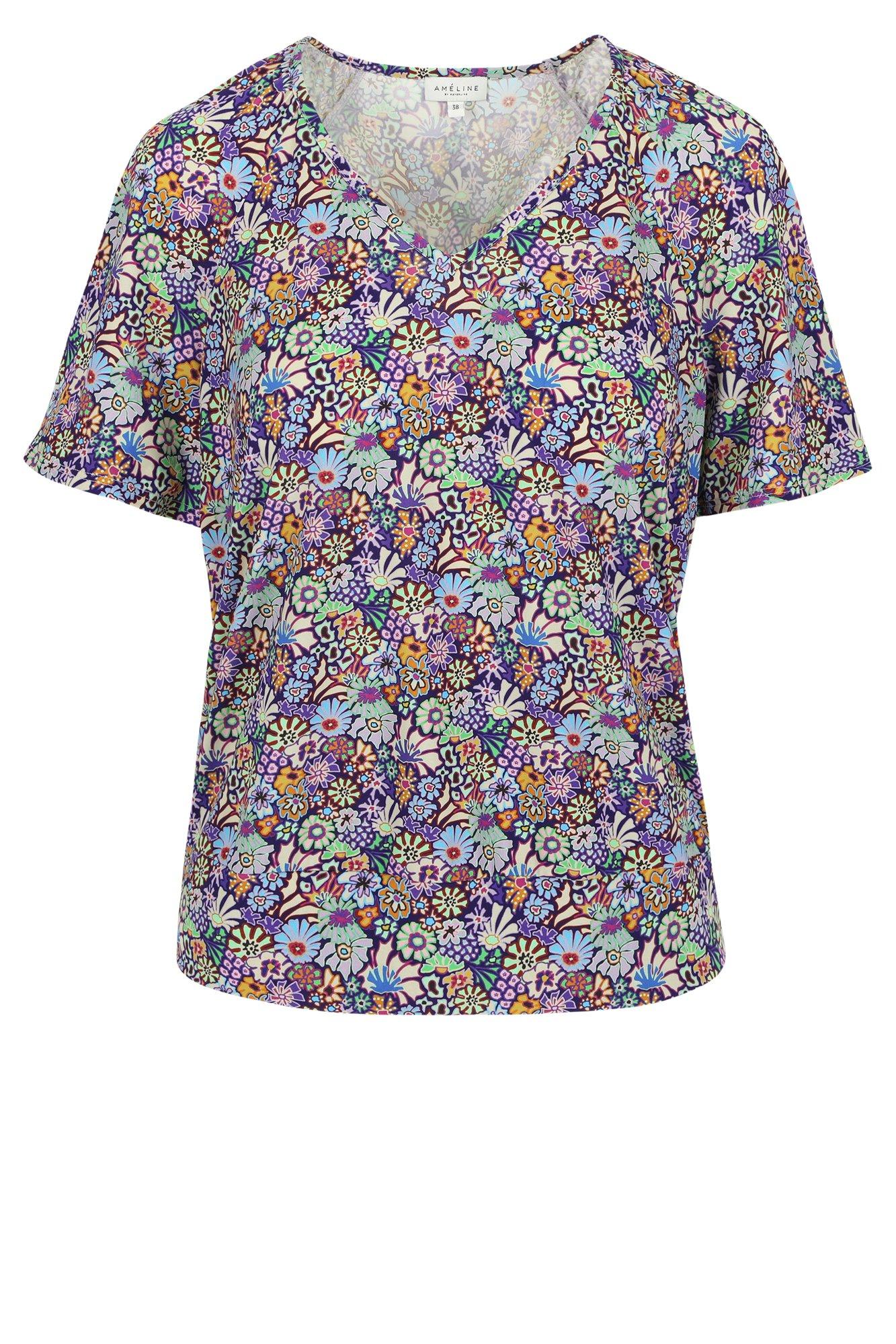 Blouse taille froncée à motif floral pop - null - ame