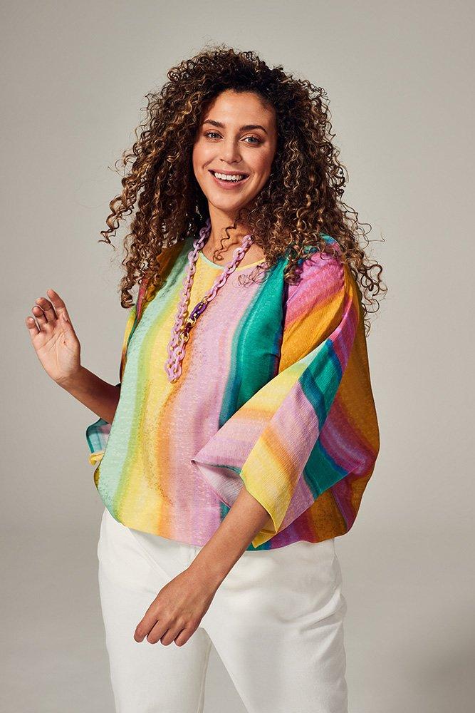 Blouse op elastiek met vleermuismouwen - null - may