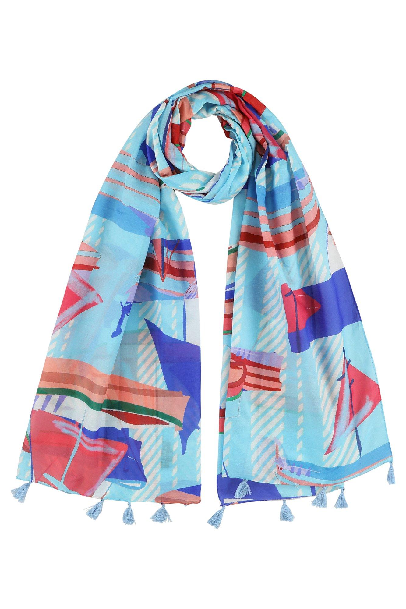 Babyspulletjes - Grote sjaal in zijdemengeling met marineprint