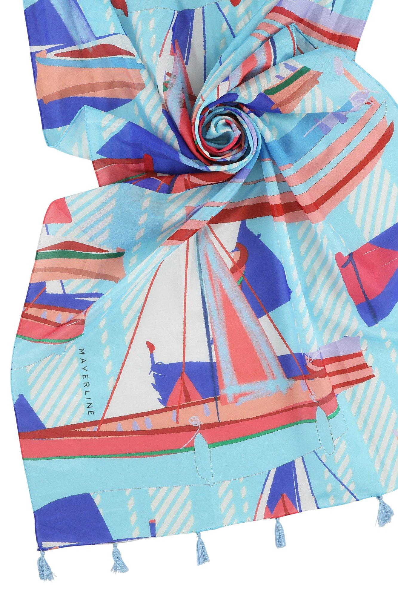 Babyspulletjes - Grote sjaal in zijdemengeling met marineprint
