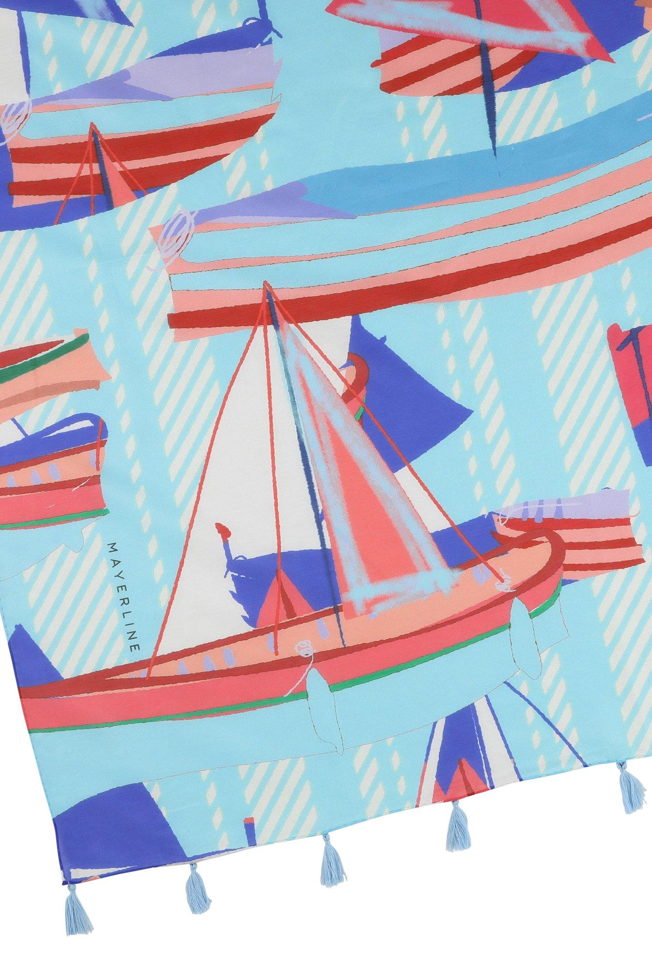 Babyspulletjes - Grote sjaal in zijdemengeling met marineprint