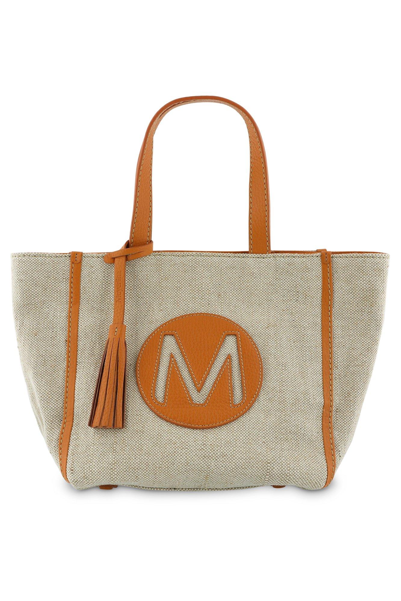 Petit cabas en toile et cuir - may