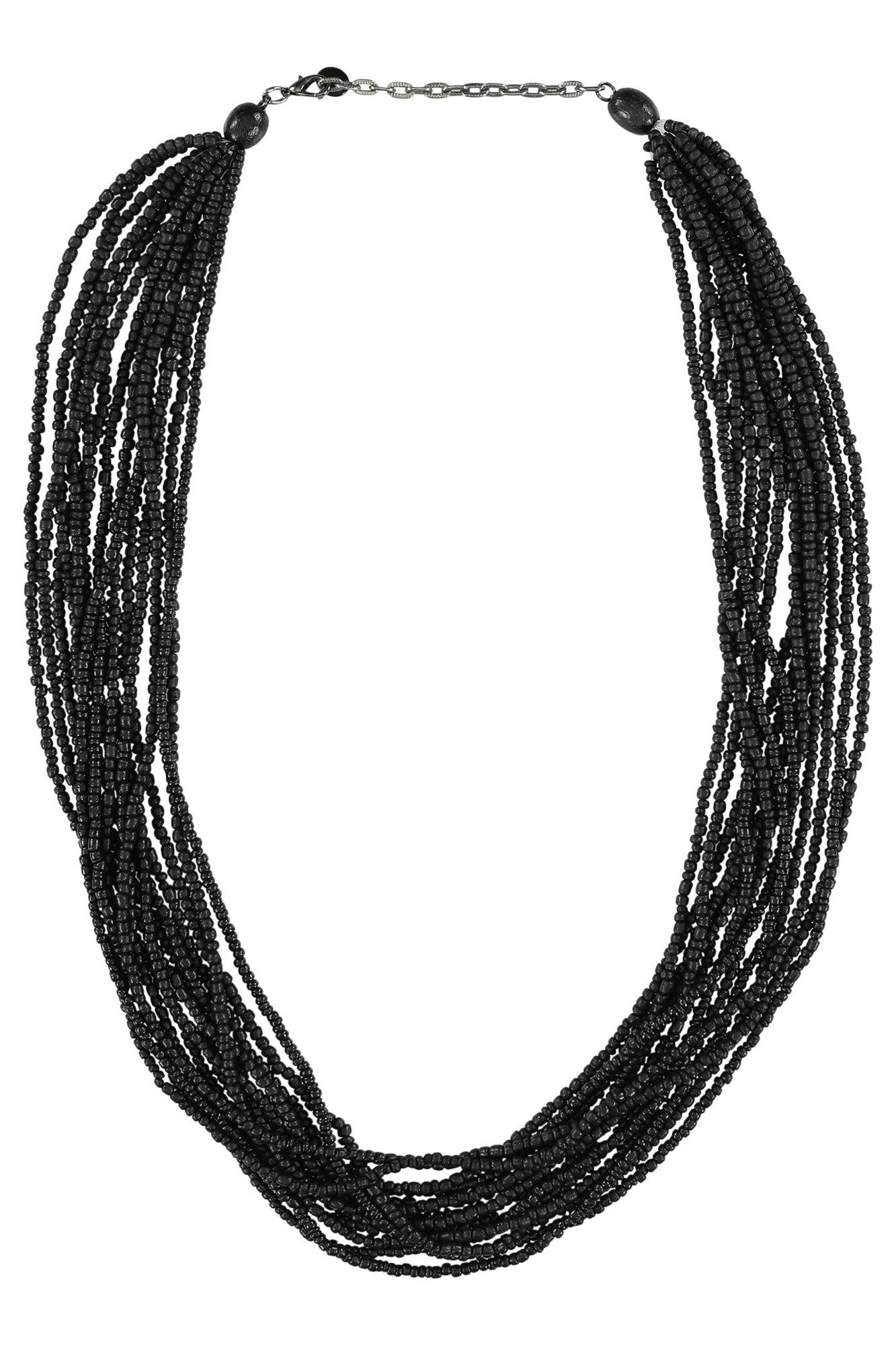 Korte ketting met kleine zwarte kraaltjes - null - may