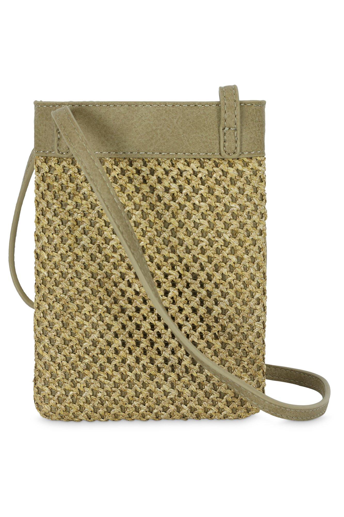 Accessoires pour bébés - Pochette gsm en raphia et cuir