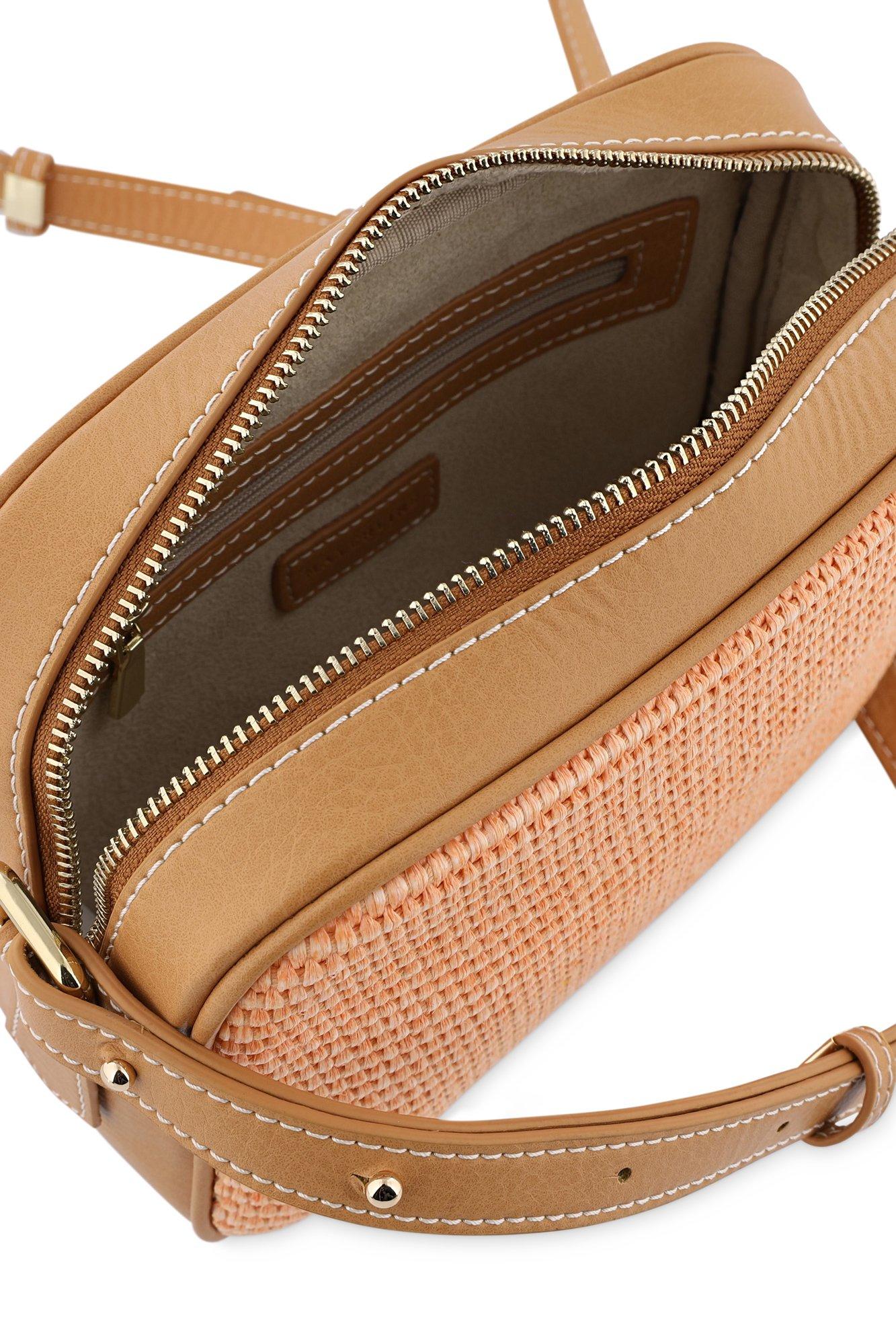 Accessoires pour bébés - Sac caméra en raphia plastifiée et faux cuir