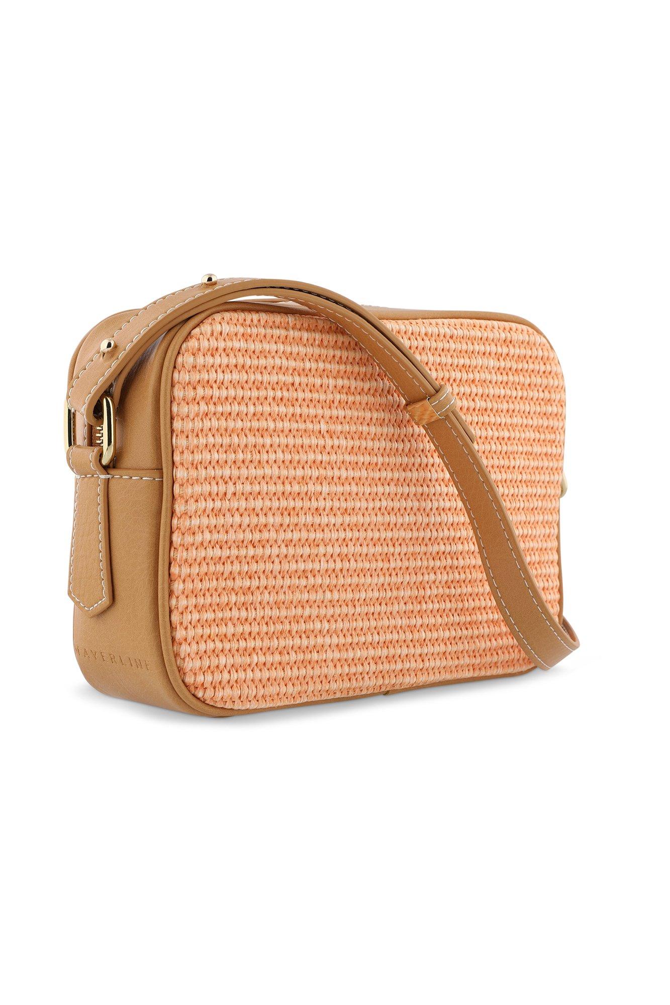 Accessoires pour bébés - Sac caméra en raphia plastifiée et faux cuir