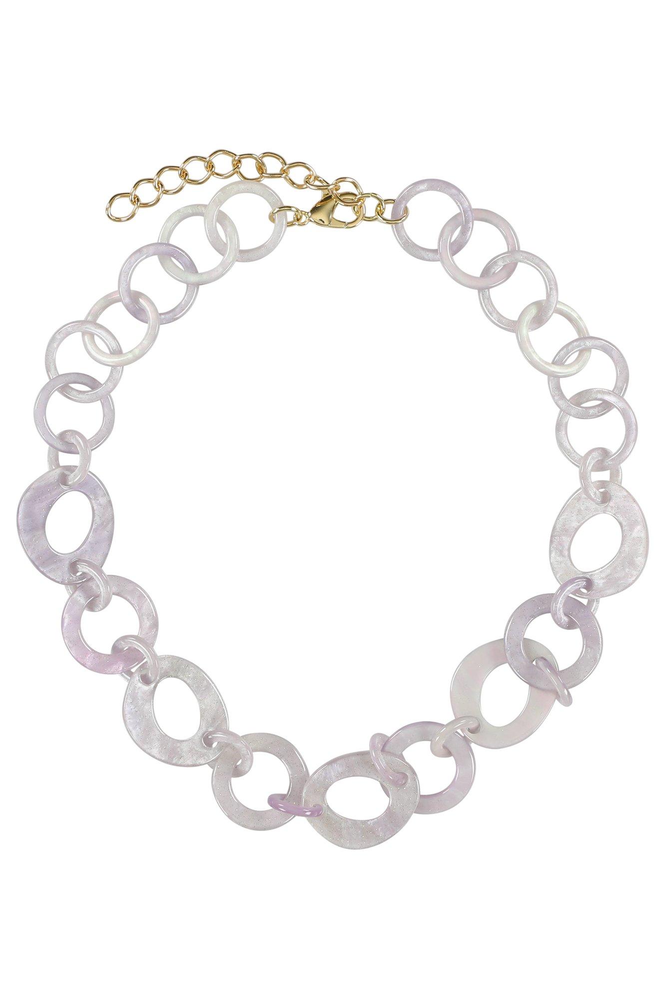 Korte ketting met fantasieschakels met marbré effect - null - may
