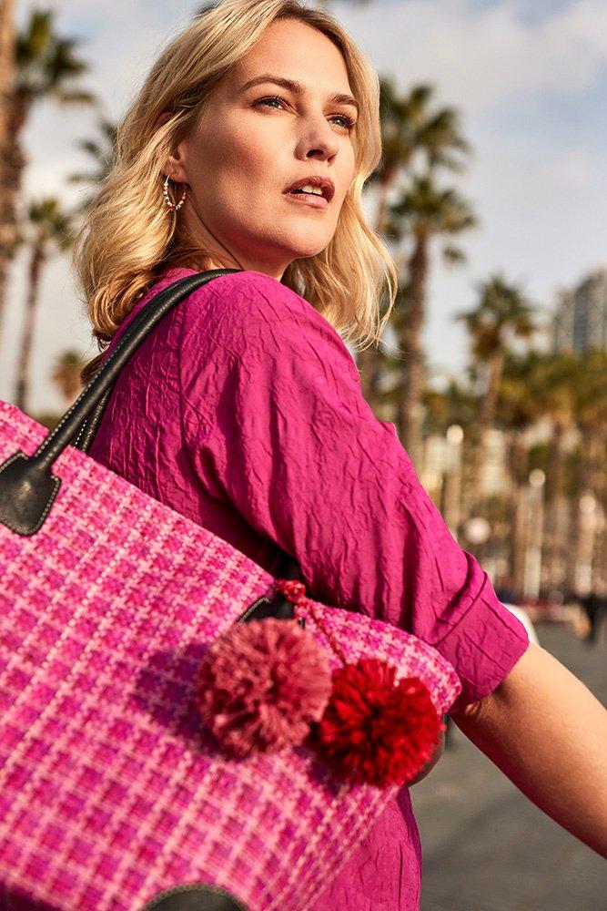 Kleedjes - Rechte easy care jurk in 3D-jacquard