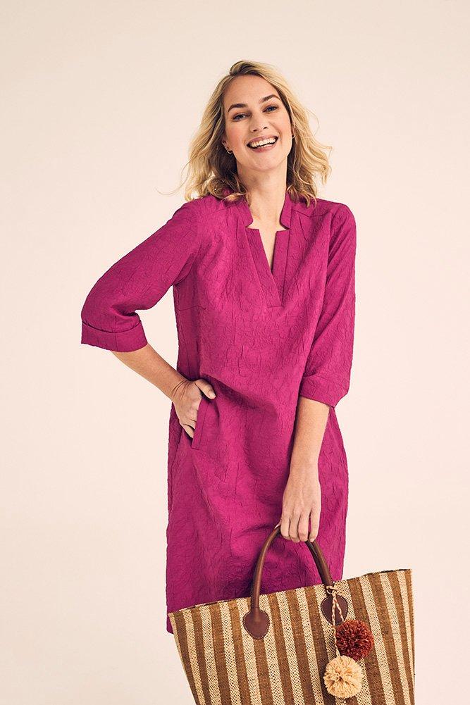 Kleedjes - Rechte easy care jurk in 3D-jacquard