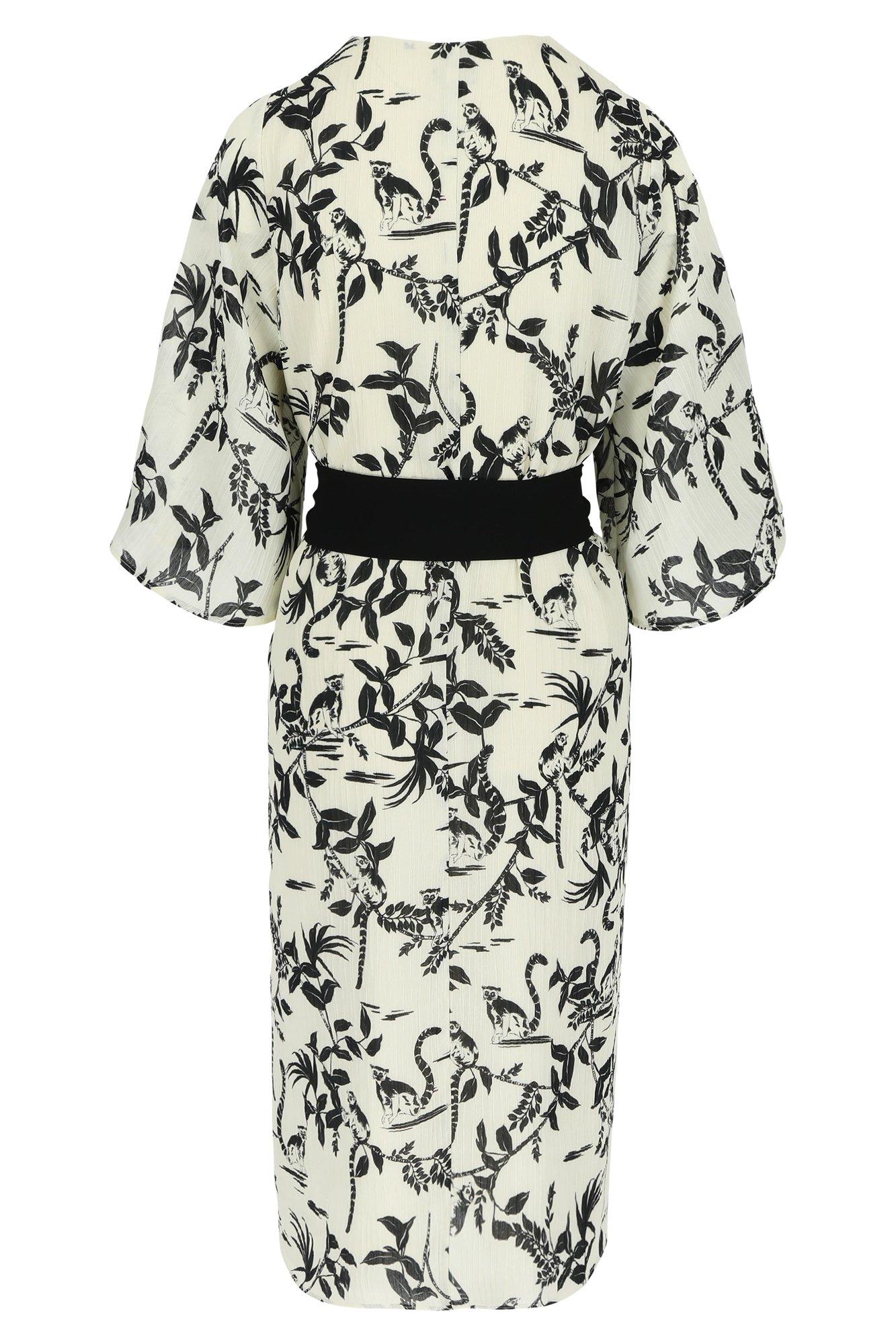 Robes - Robe imprimée en voile ceinture noire
