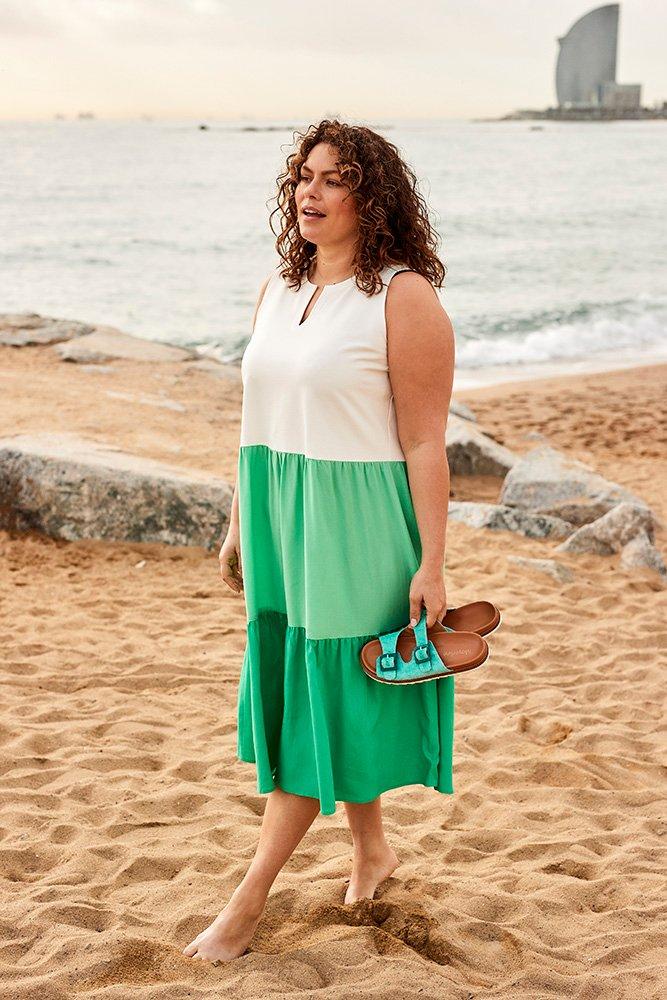 Jurk met jersey top en volants - null - may