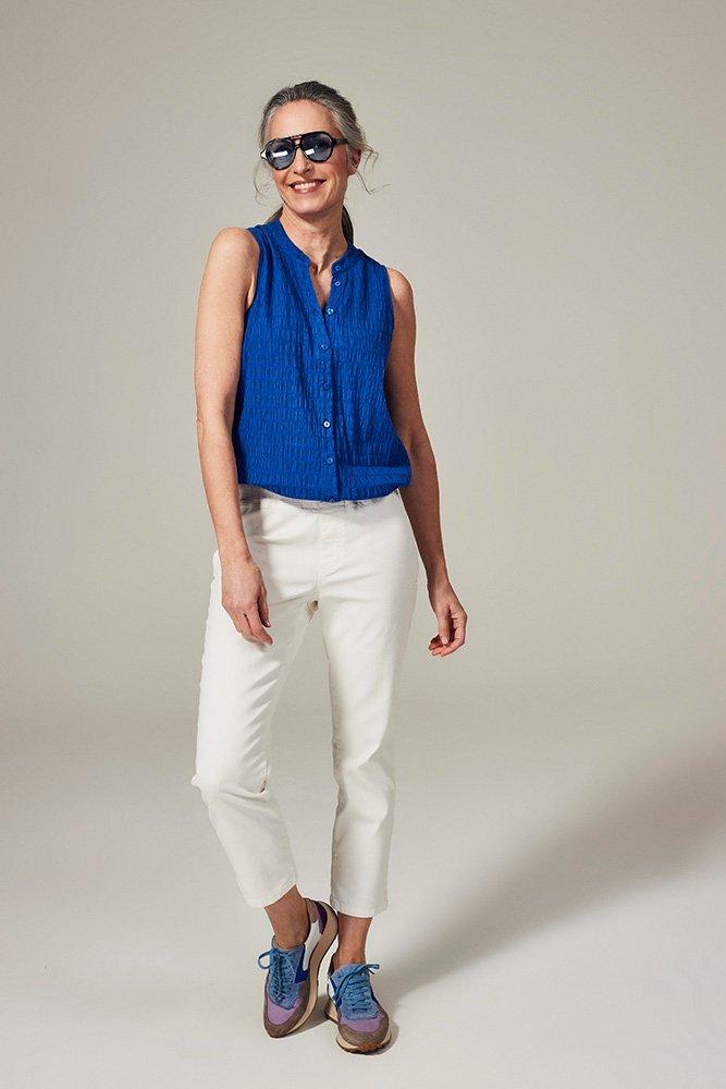 Jeans blanc stretch sur élastique - null - may