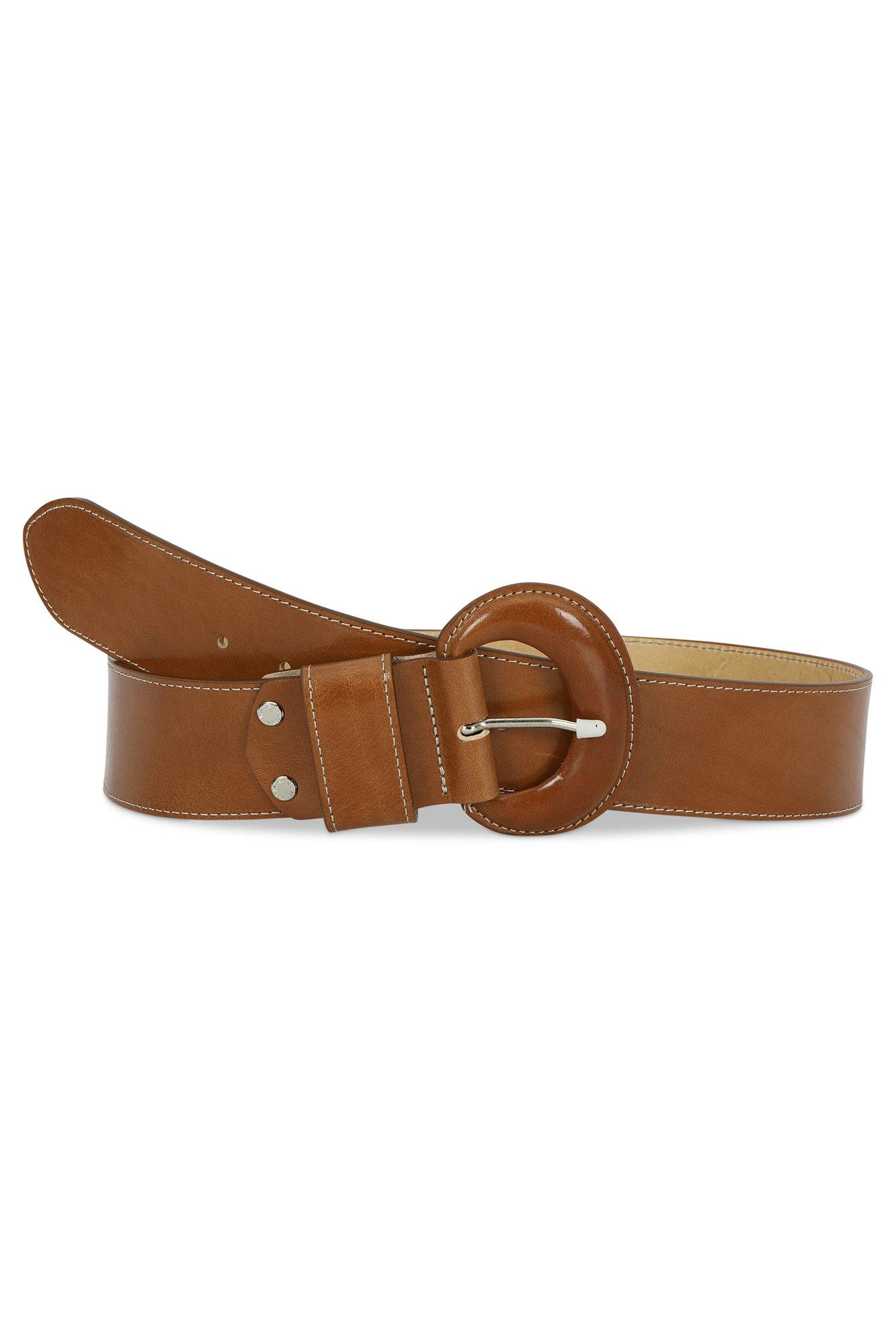 Babyspulletjes - Brede riem in leer met zadelstiksels