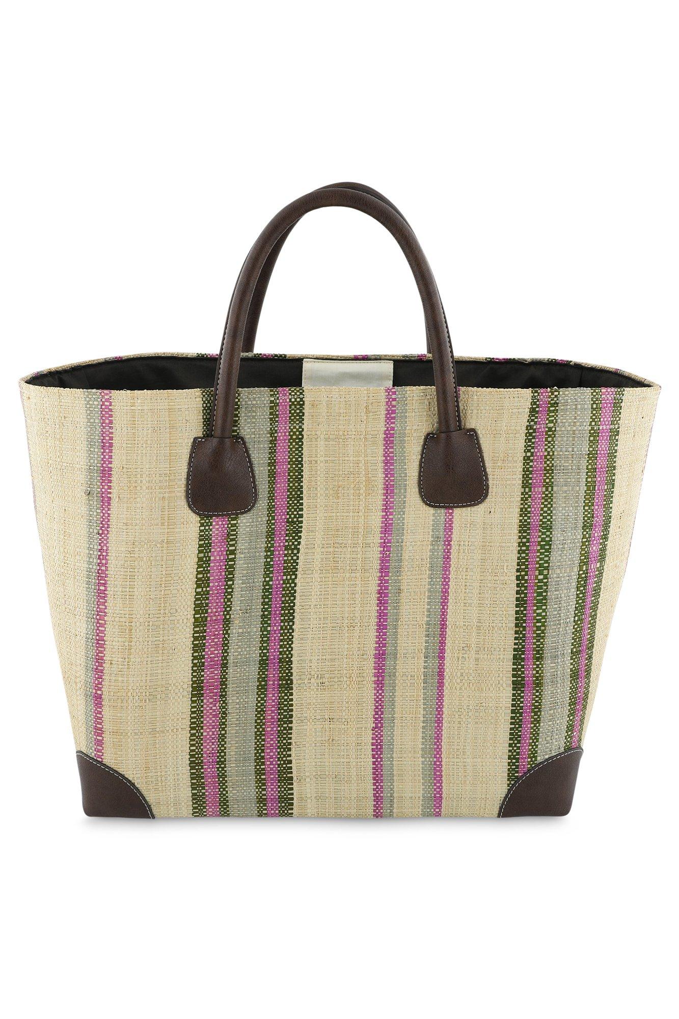 Panier raphia détails en faux cuir - null - may