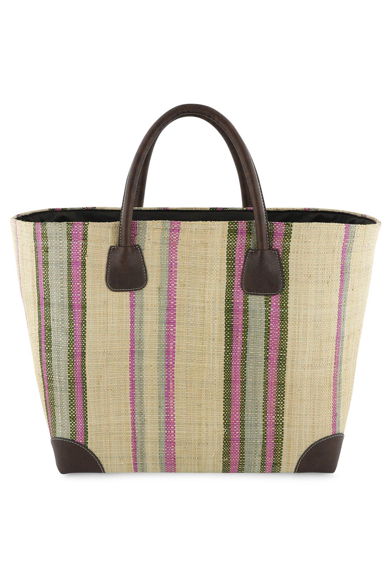 Accessoires pour bébés - Panier raphia détails en faux cuir