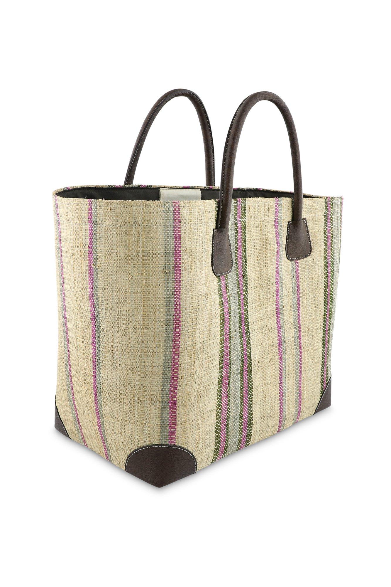 Accessoires pour bébés - Panier raphia détails en faux cuir