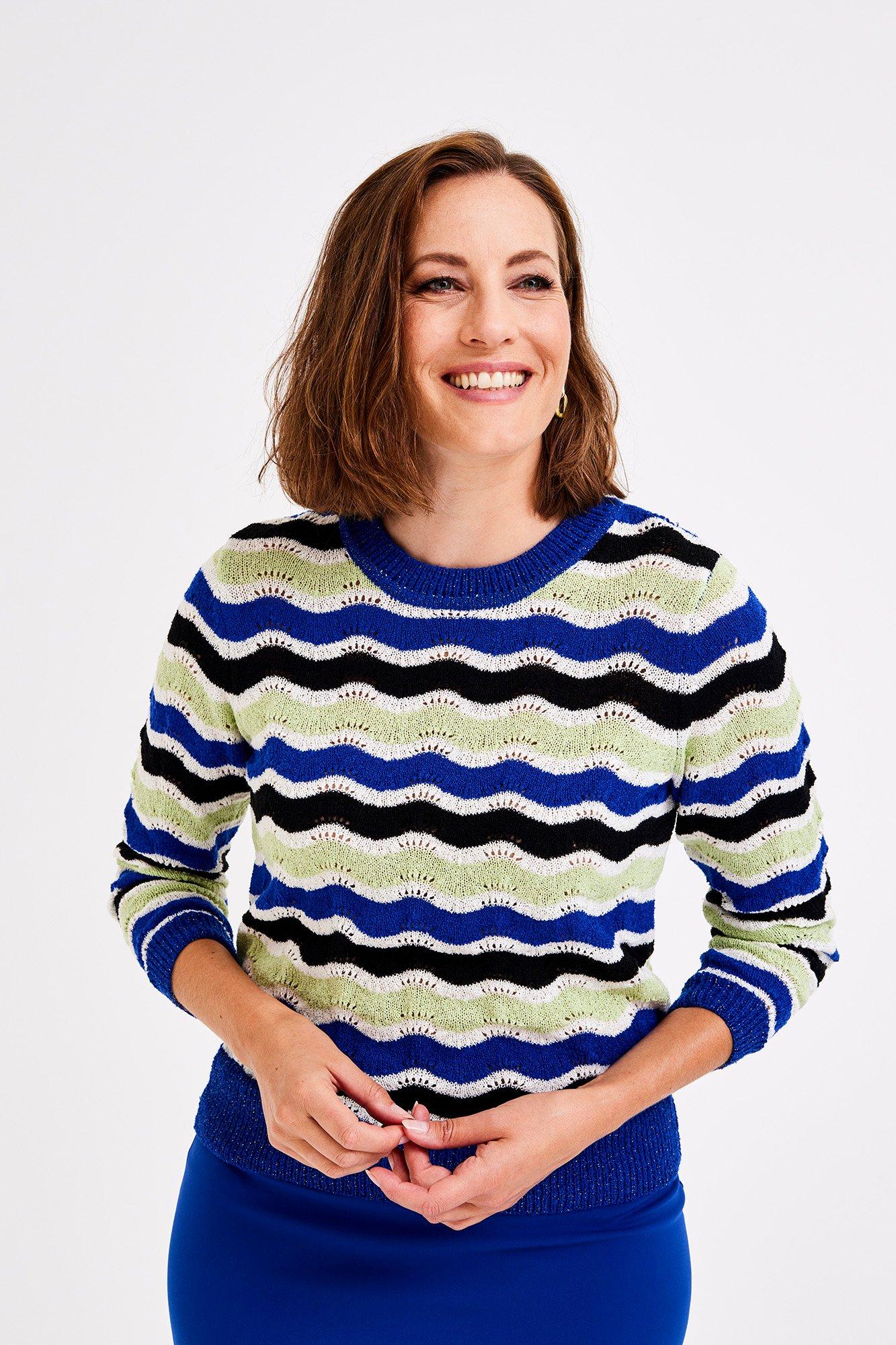 Pull ajouré avec lurex motif zigzag - null - may