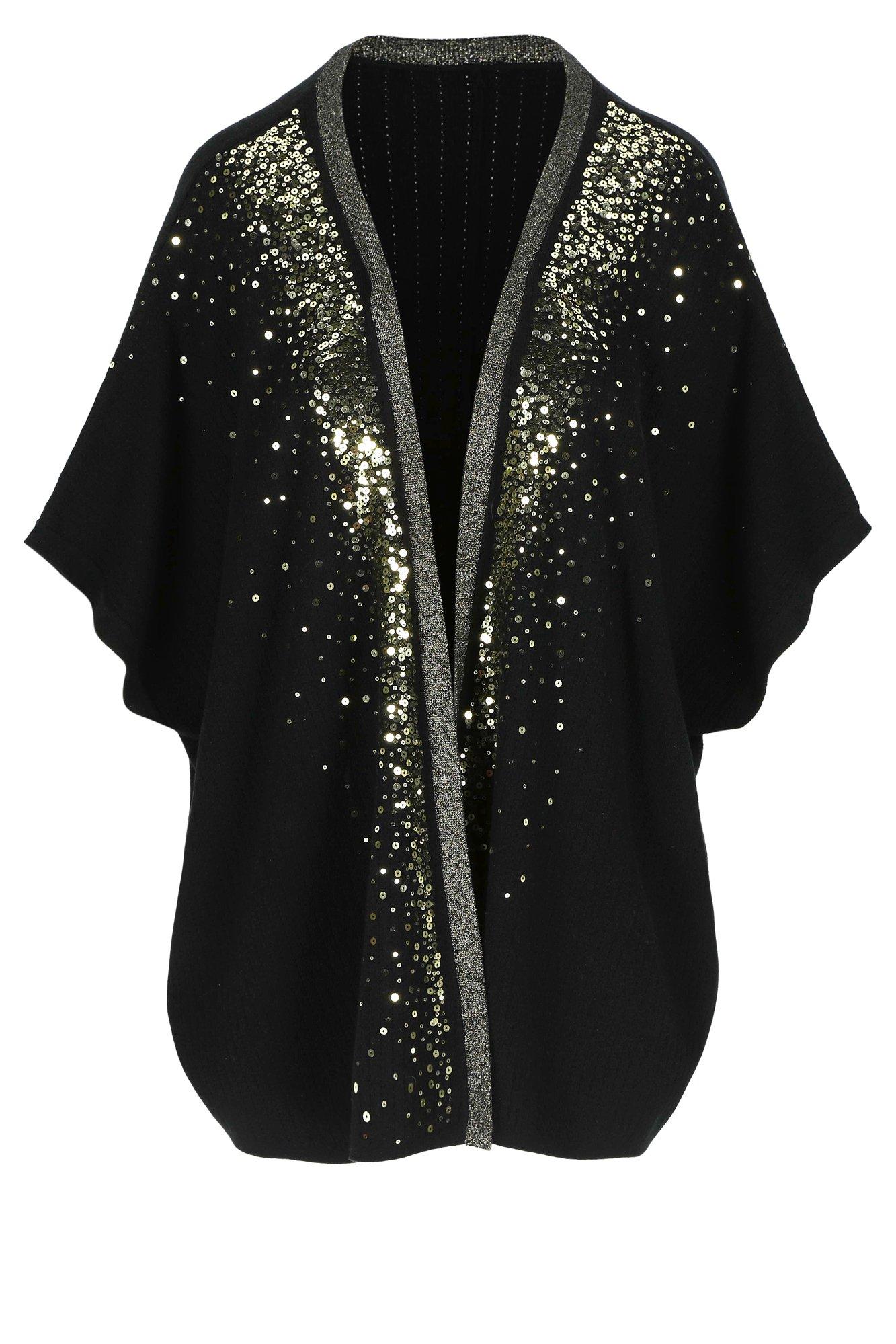 Cardigan - Gebreide cape met pailletten