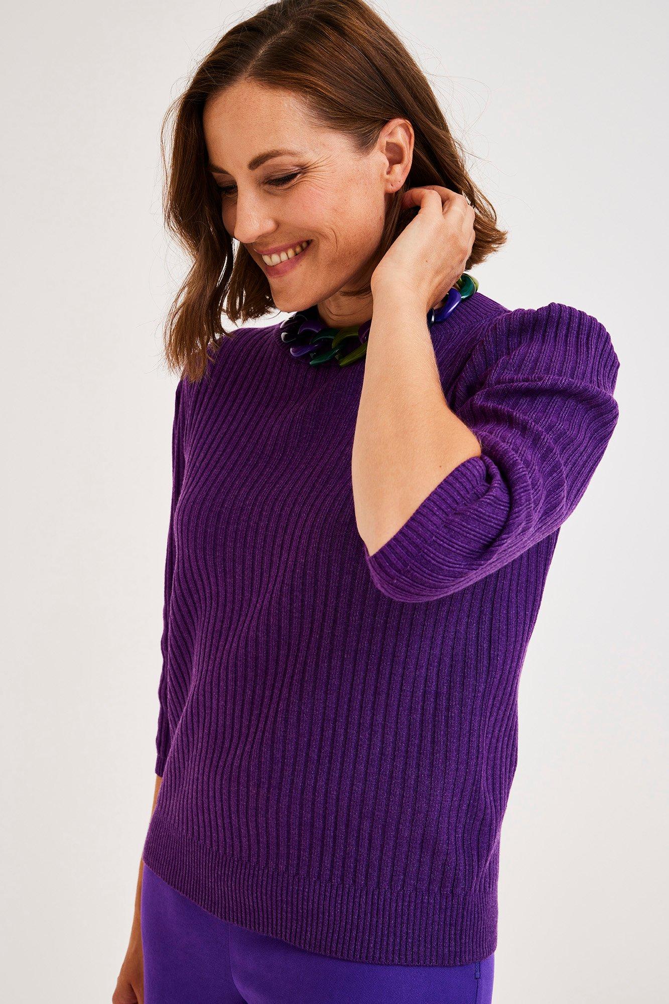 Pull côtelé manches bouffantes - null - ame