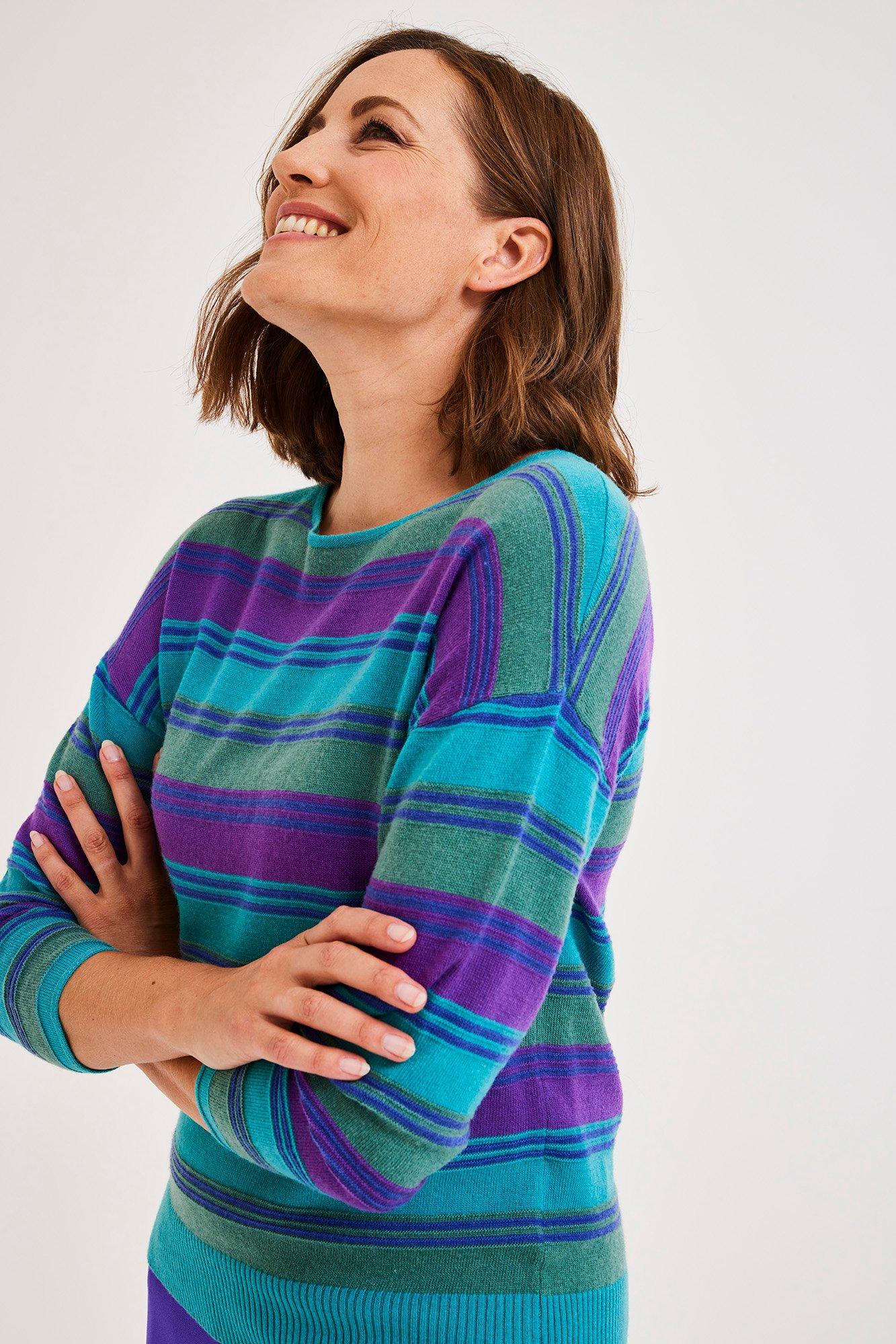 Pull fin à rayures multicolore - null - may