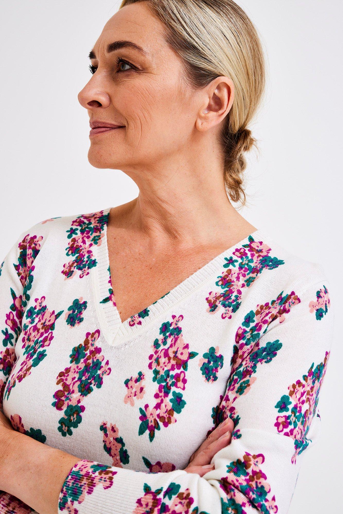 Pull imprimé fin en mélange laine - null - may