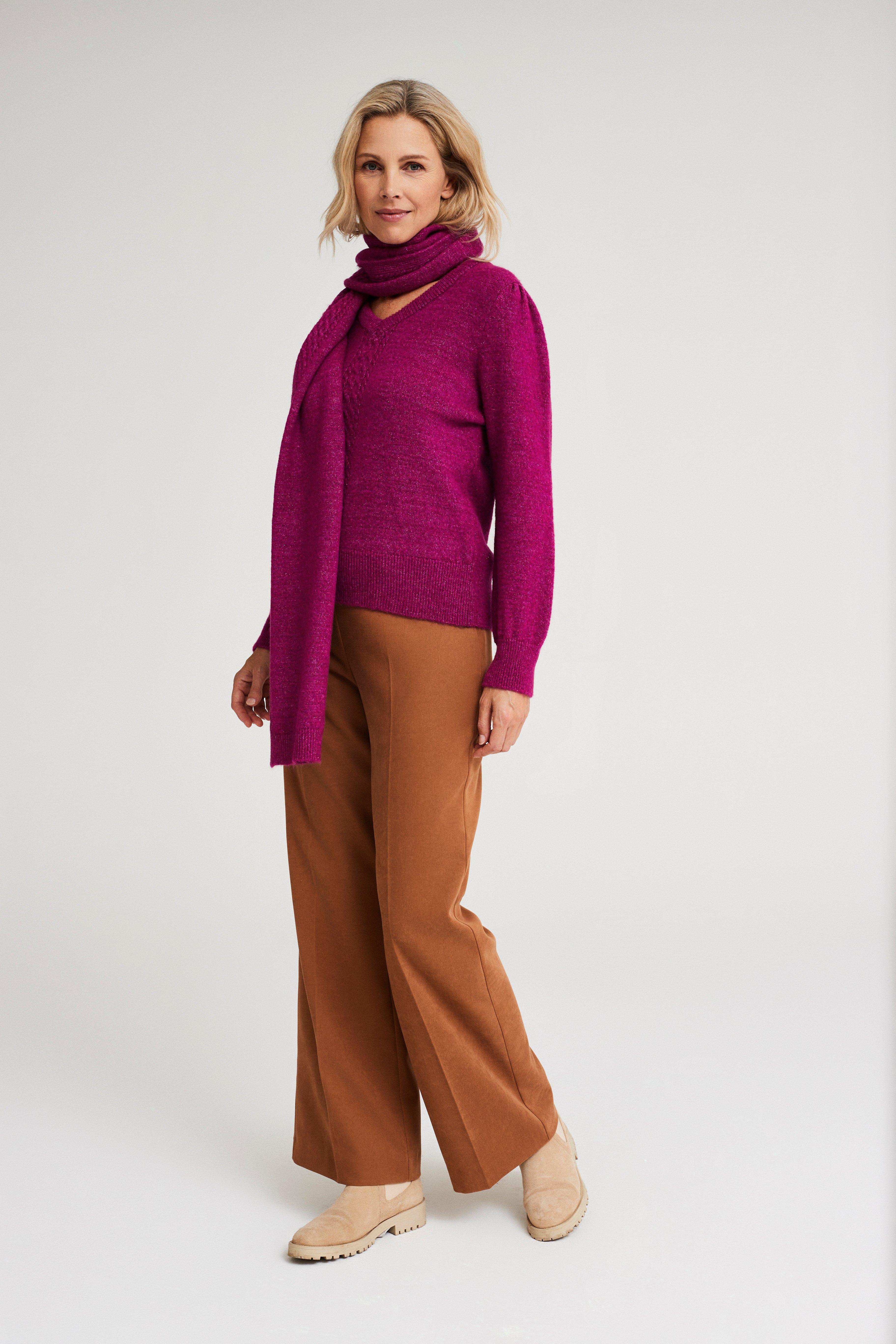 Broeken - Wijde broek in peau de pêche