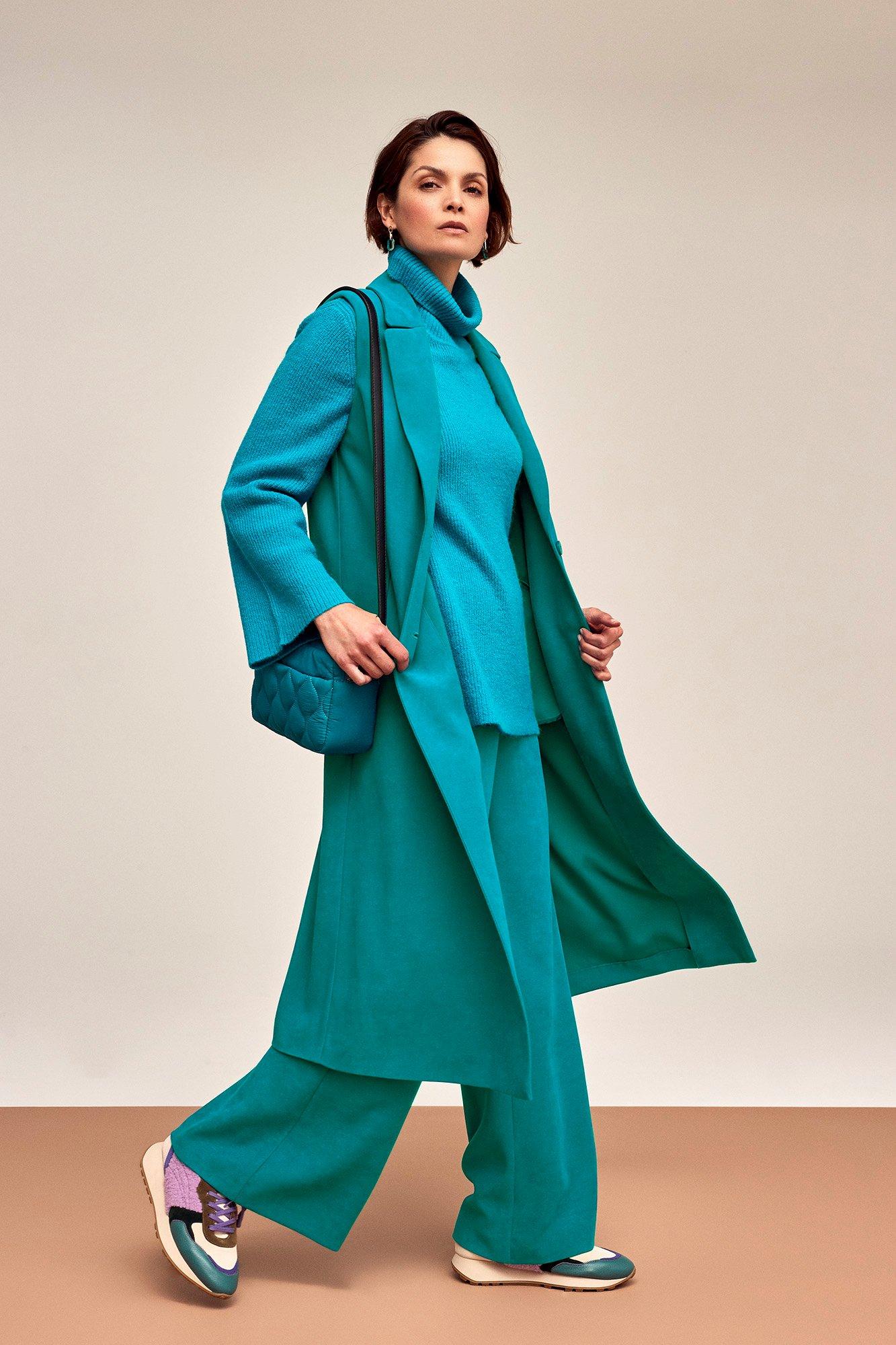 Pantalons - Pantalon large en peau de pêche