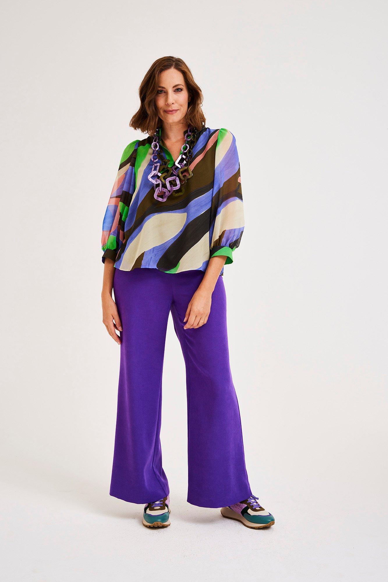 Pantalons - Pantalon large en peau de pêche