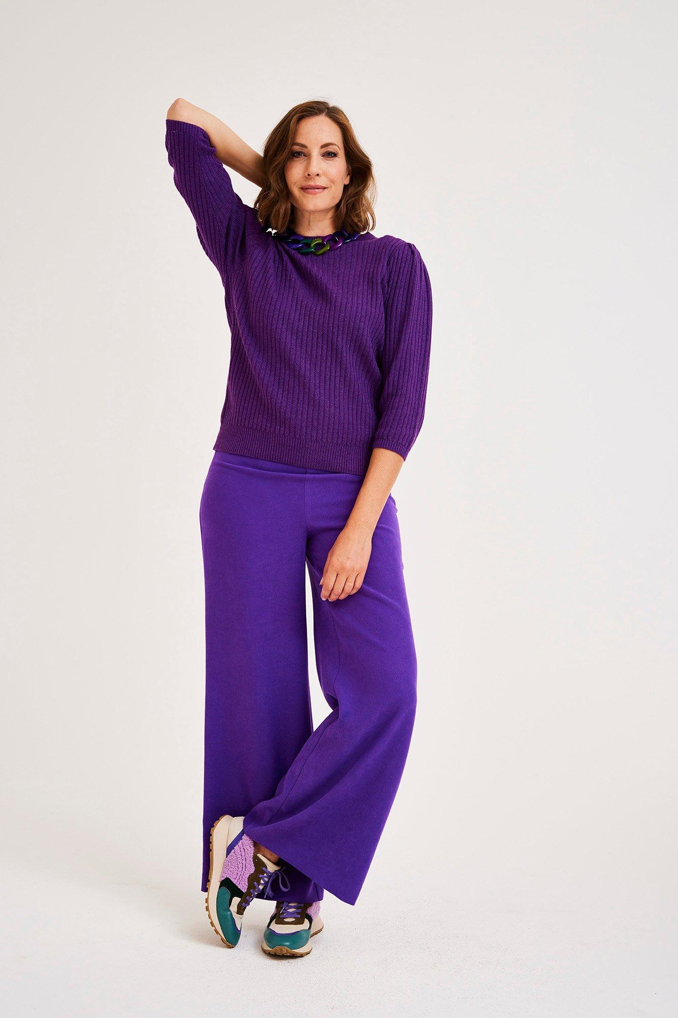 Pantalons - Pantalon large en peau de pêche