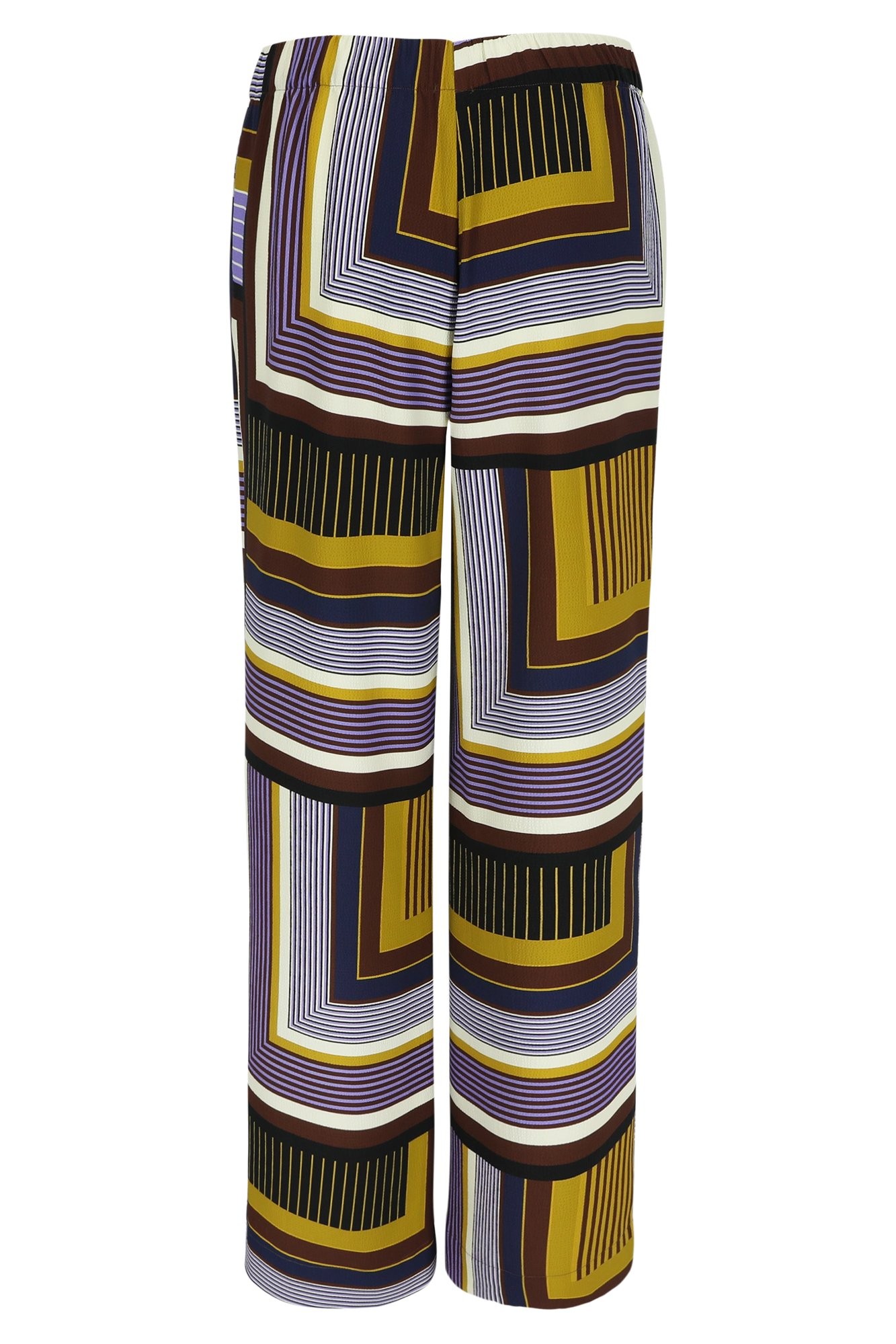 Broeken - Wijde broek in crêpe met art deco print