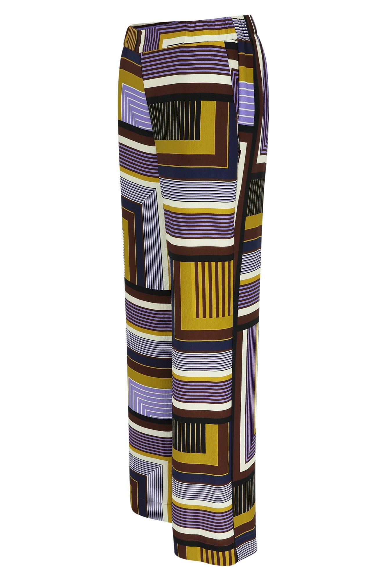 Broeken - Wijde broek in crêpe met art deco print