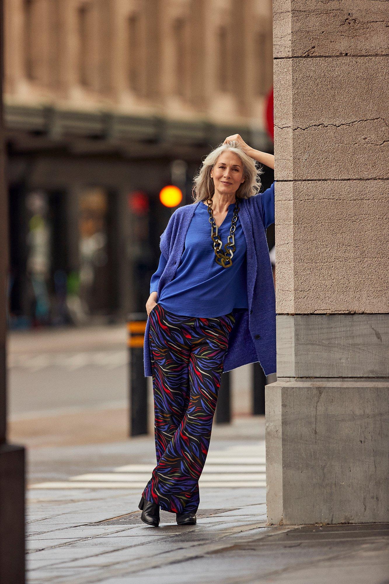 Pantalon large imprimé en crêpe - null - may